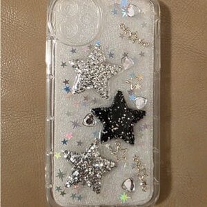 Apple Glitter Star Case - Silver and Black